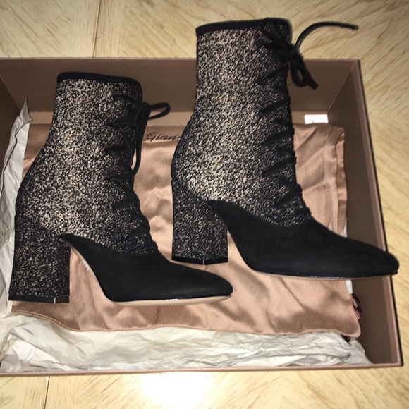 Gianvito Rossi Black Knit Lace Up Booties Size 6 - Picture 4 of 12